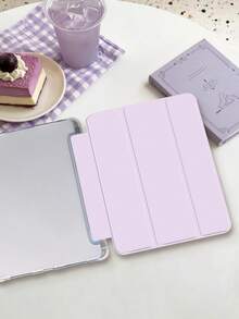1件裝芋紫色三折平板保護殼，附筆槽，相容 iPad Mini 4/5/6/7/Air/Air 2/9.7/10.2/10.5/10.9 (Air 4-Air 8)/Pro 11/10th Gen/A16/Pro 11 2024 與 Galaxy A8，柔軟霧面翻蓋式保護殼，三折支架，自動休眠/喚醒，內建筆槽，不含筆 - 蒟蒻紫 - 查看 6