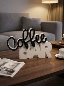 1pc Wooden Coffee Bar Decor, Coffee Station Countertop Decoration, Tiered Tray & Desktop Decor, Suitable For Coffee Shop, Coffee Table Decoration, Birthday Gift - Multicolor - View 5
