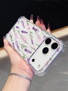 1件紫色花卉印花手機殼 | 四角防摔保護殼 - 相容 iPhone 17 Pro、16e、16 Pro、15、14、13、12、11、XR、XS Max；適用於 Galaxy S26、S25、S24、S23、A16、A35/A25、A57；適用於 Pixel 10、9、8、7；適用於 G85；適用於 Infinix Hot 50 Pro+。高品質時尚手機殼，清爽夏季配件，非常適合作為送給朋友或自己的禮物。 - 無色 - 查看 3