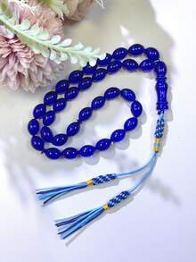 1pc Oval 33-Bead Muslim Men's Prayer Beads, Colorful Resin Material High-Quality Prayer Beads, Daily Wear, Festival Wear, Couple Prayer Beads - Multicolor - View 6