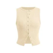 Summer New Knitted Simple Slim Sleeveless Solid Color Undershirt Undershirt Women - 杏色 - 查看 2