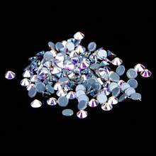 透明水晶平底水鑽圓形玻璃石，亮面仿鑽金屬底座，適合DIY衣飾裝飾 (Crystal AB) - 白AB - 查看 20
