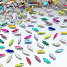 100pcs/Pack, Horseeye Shaped Acrylic Rhinestones, Flat Bottom Rhinestones With Silver Base, Pointed Horseeye Unfoiled Rhinestones, For DIY Crafts, Dance Costumes, Bags, Shoes - D - View 5