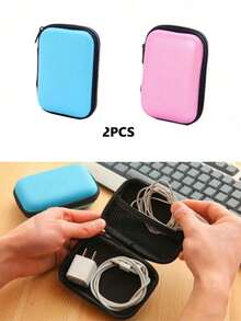 1pc Hard Digital Accessories Storage Bag, Built-In Mesh Compartment, Portable Size, Can Store Earphones, Data Cables, Chargers, Organize Personal Items, Suitable For Travel, Can Be Used As Halloween, Christmas Gift Option - A - View 9