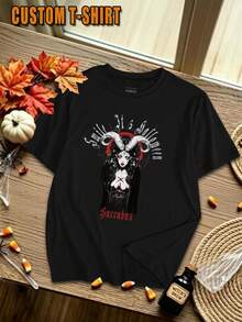 Men's Customizable Personalized T-Shirts, Lightweight,Soft, Polyester, High-Definition Photos (Friends/Pets/Company Logos).Independence Day,Halloween - Black - View 5