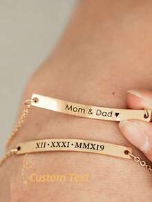 Personalized Curved Letter Bracelet, Double-Sided Customized Stainless Steel Bracelet, Couple Handmade Wrist Accessory, Friendship Birthday Gift - Multicolor - View 3