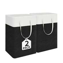 2 Piezas Cesta de Lavandería Plegable de Gran Capacidad, Cesto Organizador de Tela PEVA Impermeable, para Ropa, Juguetes y Artículos del Hogar - Ver 2