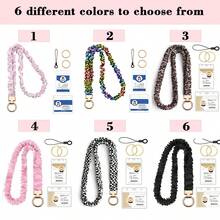 1 Set - Elastic Scrunchie Print Lanyard, Comfortable Soft Fabric Strap, Includes ID Badge Clip, Key Ring, Phone Strap, Suitable For Teachers, Students, Nurses, Outdoor Commute Versatile Accessory - C-multicolor - View 2