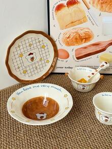 Cartoon Star Bear Ceramic Dinnerware Set, Including Mug, Coffee Cup, Dessert Bowl, Yogurt Bowl, Rice Bowl, Plate, Suitable For Everyday Home Kitchen Use - Multicolor - View 6