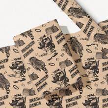 1 Roll - 58*23inch - Funny Raccoon- Drunk Trash Panda Gift Wrap On Natural Kraft Background - 1 Roll - 58*23inch - View 2