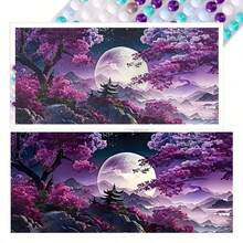 5D鑽石畫，現代抽象風景鑽石石繪套裝，紫色背景風景鑽石藝術，月亮與樹海報，客廳與居家牆面裝飾 - 彩色 - 查看 10