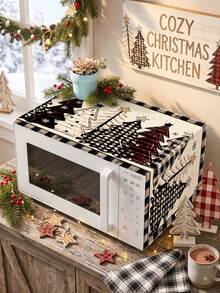 1件裝聖誕微波爐防塵罩，聖誕樹格紋設計，裝飾性廚房電器罩，居家聖誕裝飾，廚房裝飾，聖誕派對裝飾，聖誕禮物，聖誕裝飾，易清潔，防污 - 聖誕節D款 - 查看 4