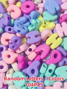 104pcs Rainbow UV Coated Acrylic Beads, Mixed Random Letter Beads, DIY Craft Beads, Suitable For Bracelets, Necklaces, Earrings, Keychains, Phone Chains, Bag Decorations - Multicolor - View 23