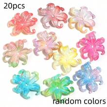 20pcs/Pack Iris Flower Cap Acrylic Mixed Color Iridescent 3D Petal 37X44mm Ethereal Elegant Faux Bead Cap Pendant Spacer Beads DIY Phone Charm Keychain Decorative Accessories - Iris Receptacle - View 9