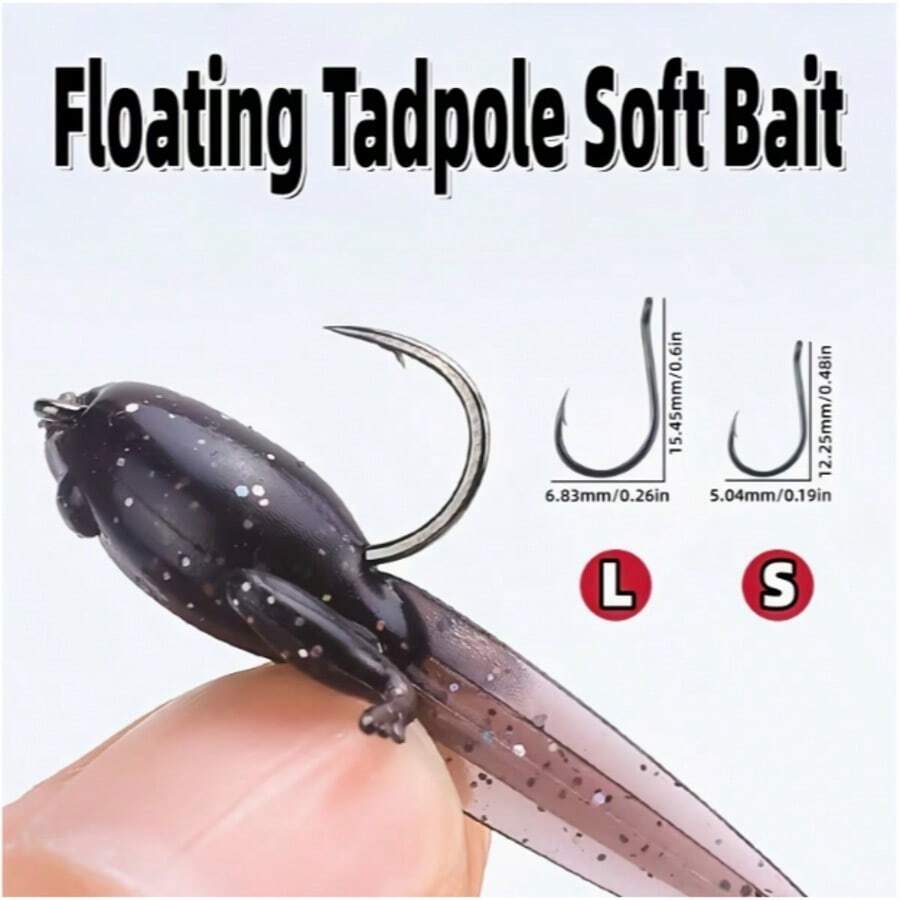 Bionic Tadpole Lure, TPE Floating Tadpole Soft Bait, Enlarged Single Hook Design, Suitable For Freshwater And Saltwater Fly Fishing, Stream Fishing, Carp, Catfish, Bass, Trout, Salmon Fishing Micro Hook Bait - Multicolor - View 1