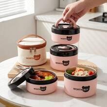 1pc/Set Portable 304 Stainless Steel Thermal Insulated Lunch Box With Handle, Leak Proof Fruit Salad Food Storage Container, Dishwasher & Microwave Allowable,Suitable For Student Adult Use In School, Office,Picnic, Travel, Back To School - Multicolor - View 12
