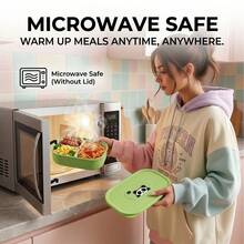 Cute Patterned Plastic Lunch Box, Portable Fruit Salad Food Storage Container, Divided Bento Box, Refrigerator & Microwave Allowable, Leak-Proof Lunch Container, Suitable For Student And Adult Use In School, Office,Picnic,Travel, Back To School - Multicolor - View 6