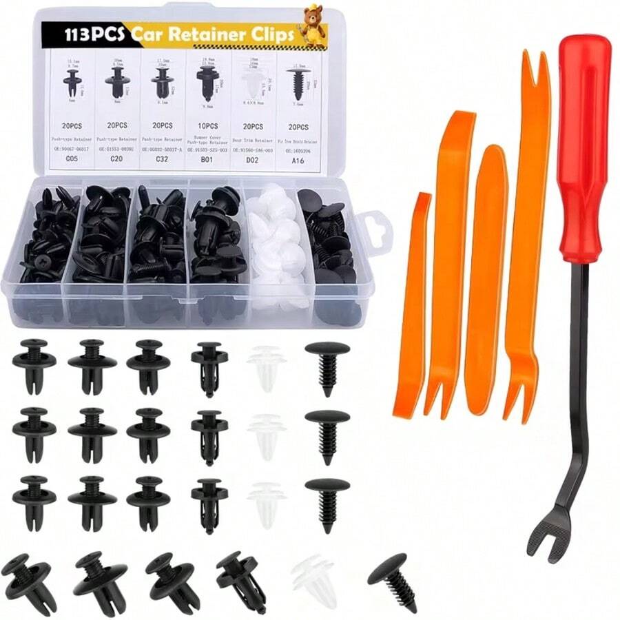 52pcs/55pcs/113pcs Bumper Retainer Clips, Car Plastic Rivets Fasteners Remover Push Retainer Kit - 52 Pcs - View 1