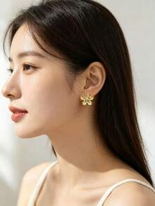 6-18PCS Gold Flower Gourd Water Drop Earrings Set, Vintage Geometric Gold-Plated Earring Combination Set - Gold - View 5