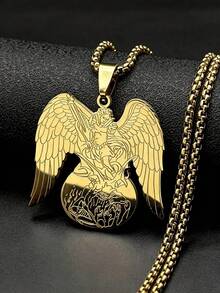 Christian Archangel Saint Michae Protect Us Pendant Necklace For Women Men Stainless Steel Gold Plated Chain Amulet Jewelry - Necklace - View 3