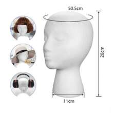 Stand Pajangan Kepala Manekin Busa 11 Inci untuk Wig, Kacamata, Topi, dan Ekstensi Rambut - View 2
