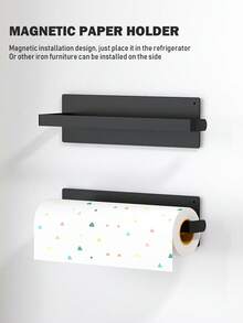 1/2pcs Magnetic Paper Towel Holder, Suitable For Refrigerator, Washing Machine And Microwave - Space-Saving Design, Easy To Remove And Install, Kitchen & Bathroom Accessories - Multicolor - View 1