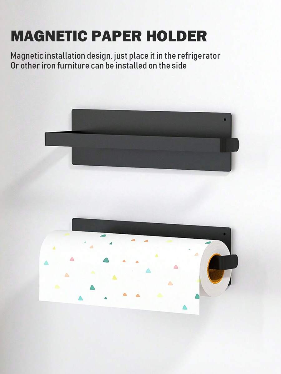 1/2pcs Magnetic Paper Towel Holder, Suitable For Refrigerator, Washing Machine And Microwave - Space-Saving Design, Easy To Remove And Install, Kitchen & Bathroom Accessories - Multicolor - View 1