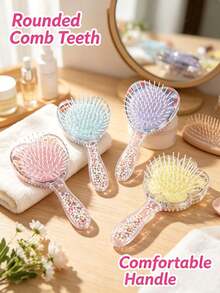 8PCS Transparent Air Cushion Comb, Fluffy Star Air Cushion Hairbrush, Portable Heart-Shaped Hair Comb For Women - Multicolor - View 2