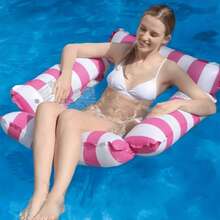 Foldable Backrest Striped Inflatable Floating Lounge Chair, Adult Water Hammock - Multicolor - View 4