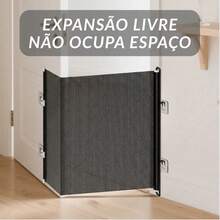 Tela Barreira Retrátil para Cachorro Gato e Bebê Portão de Proteção Ajustável Sem Furos Segurança Pet - pequeno 78x110cm - Visão 1