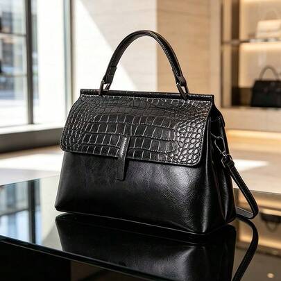 Vintage Textured Multiway Women Purse Hand Shoulder Crossbody Bag With Layer Storage For Commute Shopping Daily Outdoor