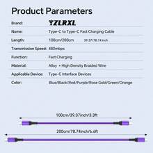 Kabel Pengisian Cepat USB C ke USB C Tzlrxl, Sinkronisasi Data Kecepatan Tinggi 480Mbps, Desain Jalinan Nilon Tahan Lama dengan Konektor Paduan untuk Ponsel & Laptop - Jeruk - View 4