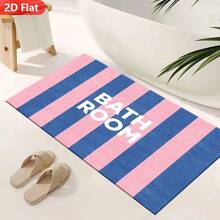 1pc Diatomaceous Earth Bathroom Mat, Absorbent Quick-Drying Non-Slip Bathroom Door Mat, Fresh Color-Block Vertical Striped Bathroom Rug, Shower Room Home Use, 40*60cm And Other Sizes Available - A - View 13