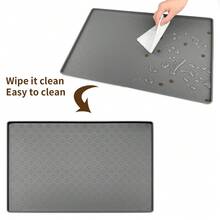 Alfombrilla de silicona con muchas huellas de patas para mascotas, perro y gato, impermeable para prevenir el desbordamiento de comida y agua - Rosa - Ver 7