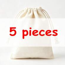 Personalized Custom Canvas Drawstring Bags, Custom Pattern & Text, Jewelry & Cosmetic Storage Bags, Gift Packaging Bags, Canvas Bags, Personalized Name Packaging Bags, Coin Pouches, Personalized Jewelry Bags, Crystal Pouches, Holiday & Birthday Party Favor Packaging Bags, Wedding Party Favor Packaging, Gift Bags, Christmas & Halloween, Storage Bags, Drawstring Bags, Easy To Carry - Beige - View 7