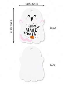 100 thẻ quà tặng Halloween hình ma dễ thương kèm dây treo, phù hợp cho túi kẹo, hộp bánh ngọt, quà tặng tiệc, đóng gói và trang trí lễ kỷ niệm - Nhiều màu - Xem 2