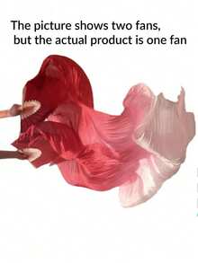 1pc Belly Dance Fan, Gradient Color Long Faux Silk Fan, Dance Performance Prop - Multicolor - View 8