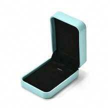 Oirlv Light Blue PU Jewelry Gift Box, Portable Ring Earring Necklace Bracelet Storage Case, Wedding Engagement Gift Packaging Box - Light Blue - View 13