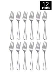 2/4/6/12/24 Pcs Dessert Forks Set , Stainless Steel Cocktail Fork, Appetizer Small Forks, Fruit Salad Fork For Party, Hotel, Restaurant - Silver - View 8
