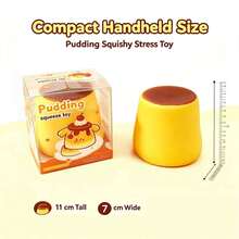 1pc-Cute Pudding Squishy Toy Soft Slow Rising Stress Relief Squeeze Fidget Toy - Yellow - Pudding Handmade Squishy Ball - View 7