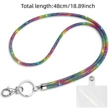 1pc Multicolor Rhinestone Lanyard - Durable Nylon With Metal Buckle, Elegant Sparkling ID And Phone Keychain, Suitable For Office, Teacher, Student (7 Colors: Mixed/Grey/Pink/Red/Green/Blue/Black), Halloween, Christmas - Multiple Styles - View 19