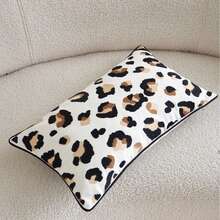 LCUHPCL 1pc American Vintage 3D Embroidered Dual-Color Leopard Print Rectangular Pillow Case With Piping, Suitable For Living Room, Bedroom, Sofa, Car, Party, Restaurant And More - Coffee Brown - View 7