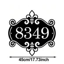 3種尺寸可選！客製化復古鳶尾花鏤空戶外金屬門牌號碼牌，捲軸式地址標牌，客製化復古門牌號碼 - 黑色 - 查看 10