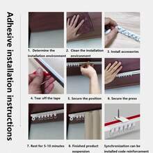 1pc Universal Curtain Track Kit For Ceiling And Wall Mounting With Quiet Sliding And Free Assembly - Dual Fixing 4-In-1 Self-Adhesive And Drill-In Curtain Rail, Easy Installation, Suitable For Bathroom, Window Curtains, Room Dividers, Cabinets And More - 1PC - View 12