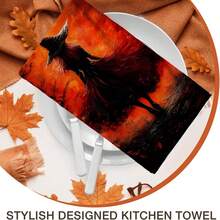 2/4/48pcs Halloween Series Blood Moon Witch Pattern Printed Kitchen Towels - Ultra Soft, Highly Absorbent Polyester Dish & Hand Towels, Perfect For Holiday Decor, Kitchen Decor, Party Decor - Multicolor - View 8
