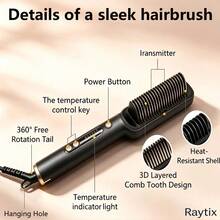 Raytix Multifunctional Straightening & Curling Comb, Heated Electric Straightener, Professional 2-In-1 Electric Hair Straightening Comb, Can Straighten, Curl And Trim Beard, Best Gift For Family And Friends - Grey - View 5