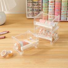 1/2pcs-Multi-Color Convenient Office Stationery Multi-Purpose Tape Storage Box, Tape Cutter, Tape Dispenser, Desktop Tape Storage Box, Organizer Box. Tape Cutter Office Stationery Tape Storage Box Transparent Tape Holder Storage, Transparent Tape Cutter Flower Shop Packaging Tape Storage Box Serrated Blade Simple Ready-To-Use Segmented. Wrapping Paper Cutter - Multicolor - View 6