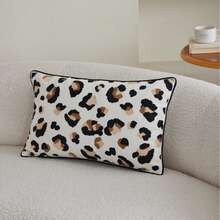 LCUHPCL 1pc American Vintage 3D Embroidered Dual-Color Leopard Print Rectangular Pillow Case With Piping, Suitable For Living Room, Bedroom, Sofa, Car, Party, Restaurant And More - Coffee Brown - View 12