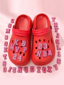 10-20-30pcs Random Personalized Fashion Back To School Season Letter Shoe DIY Decoration Accessories Suitable For Students, Back To School Gift For Friends, Clogs, Garden Shoes, Sandals, Summer Wedge Shoes, Minimalist Fashion Shoe Accessories - View 4