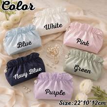 1件客製化刺繡緞面化妝收納包，珍珠裝飾吊飾，個性化姓名字母印花，拉鍊開合便攜小收納袋，優雅極簡風，適合婚禮伴娘禮物、女孩生日禮物、旅行配件、盥洗用品收納 - 多色2 - 查看 6